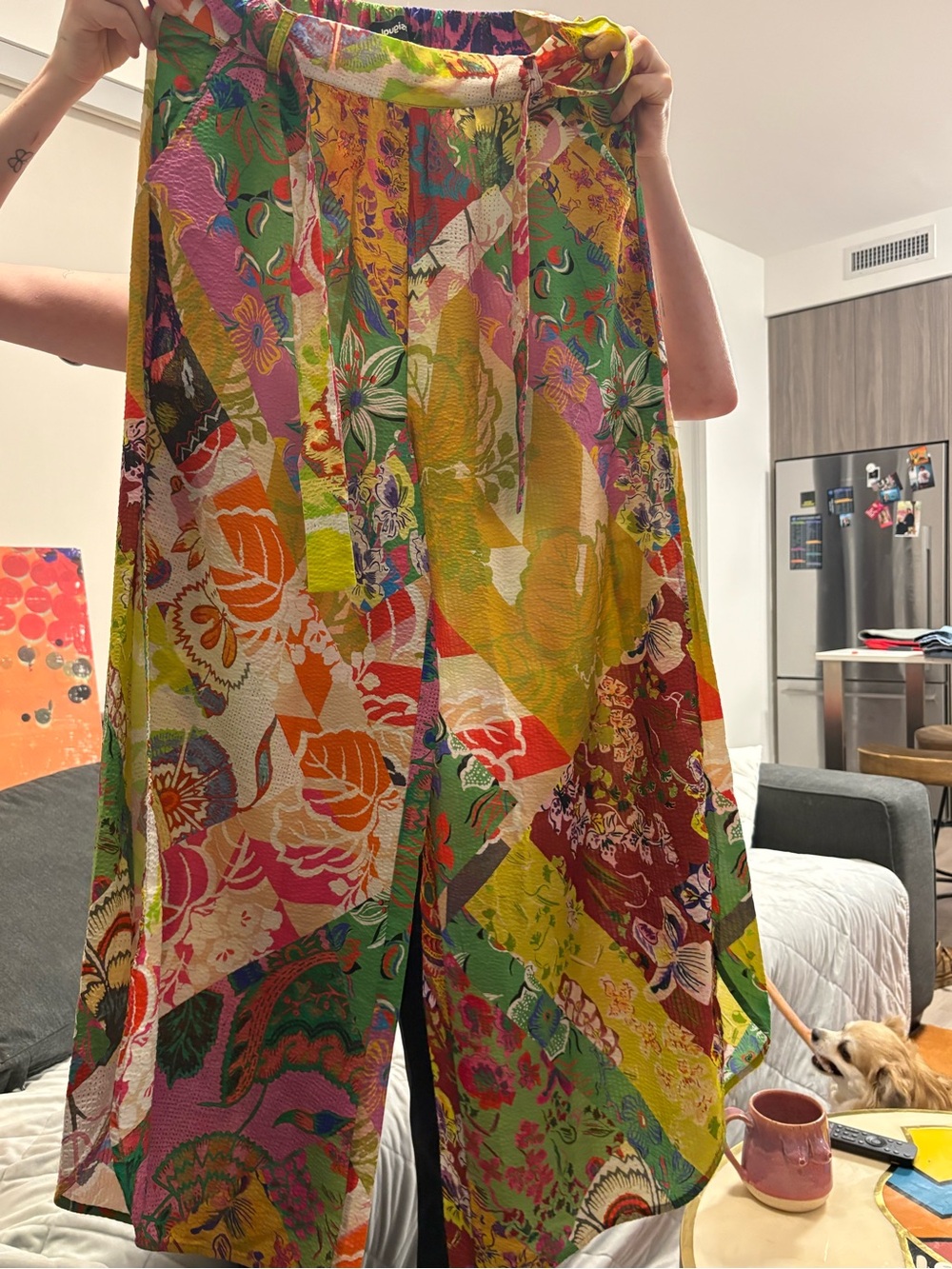 Desigual Multicolor Floral & Patchwork Wide-Leg Pants